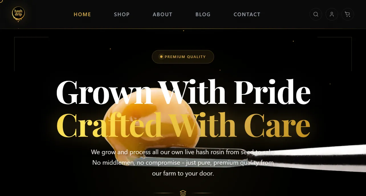 Screenshot of the Hash Drip website